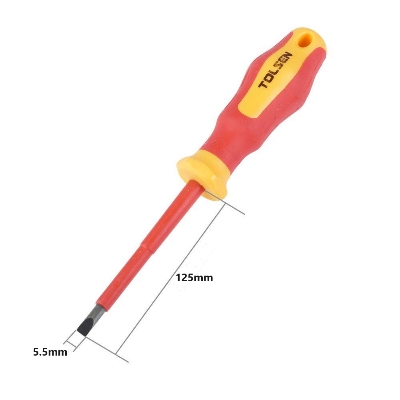 Picture of TOLSEN VDE Flat Screwdriver (5.5x125mm) Cr-V 1000V VDE Certification38002 - Kings Trading
