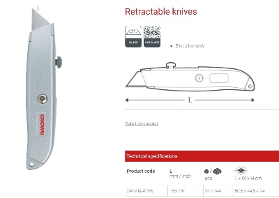 Picture of CROWN 6" Retractable Anti Cutter (150mm) CPHKN-RTB6 - Kings Trading