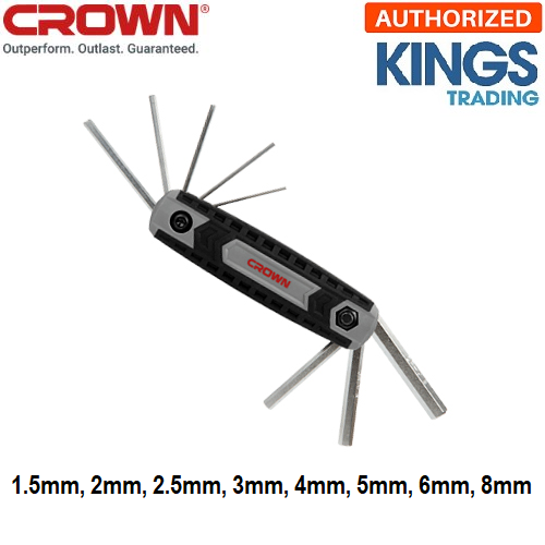 Picture of CROWN 8Pcs Foldable Hex Key Set (1.5mm, 2mm, 2.5mm, 3mm, 4mm, 5mm, 6mm, 8mm )  CPHOF-HMAX08 - Kings Trading