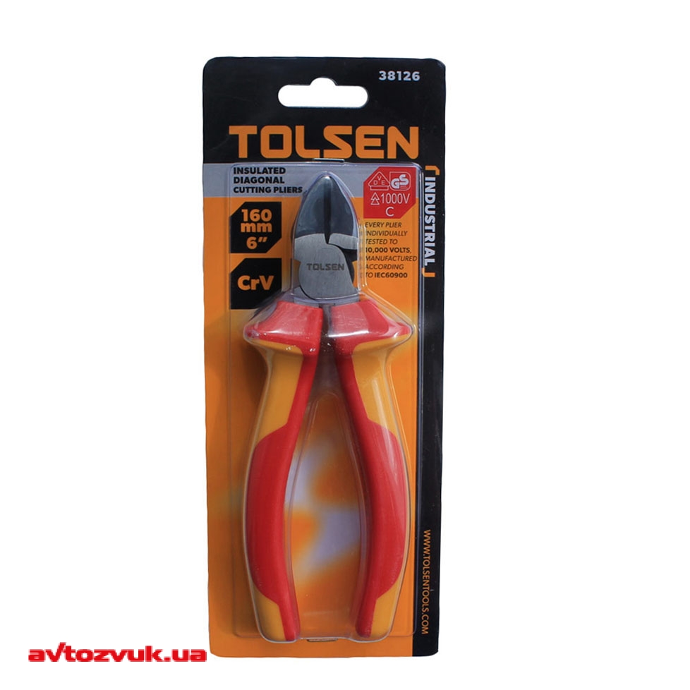 Picture of TOLSEN VDE 1000V Insulated Diagonal Cutting Pliers 160mm (6") VDE/GS certificated  Premium Series V38126 - Kings Trading
