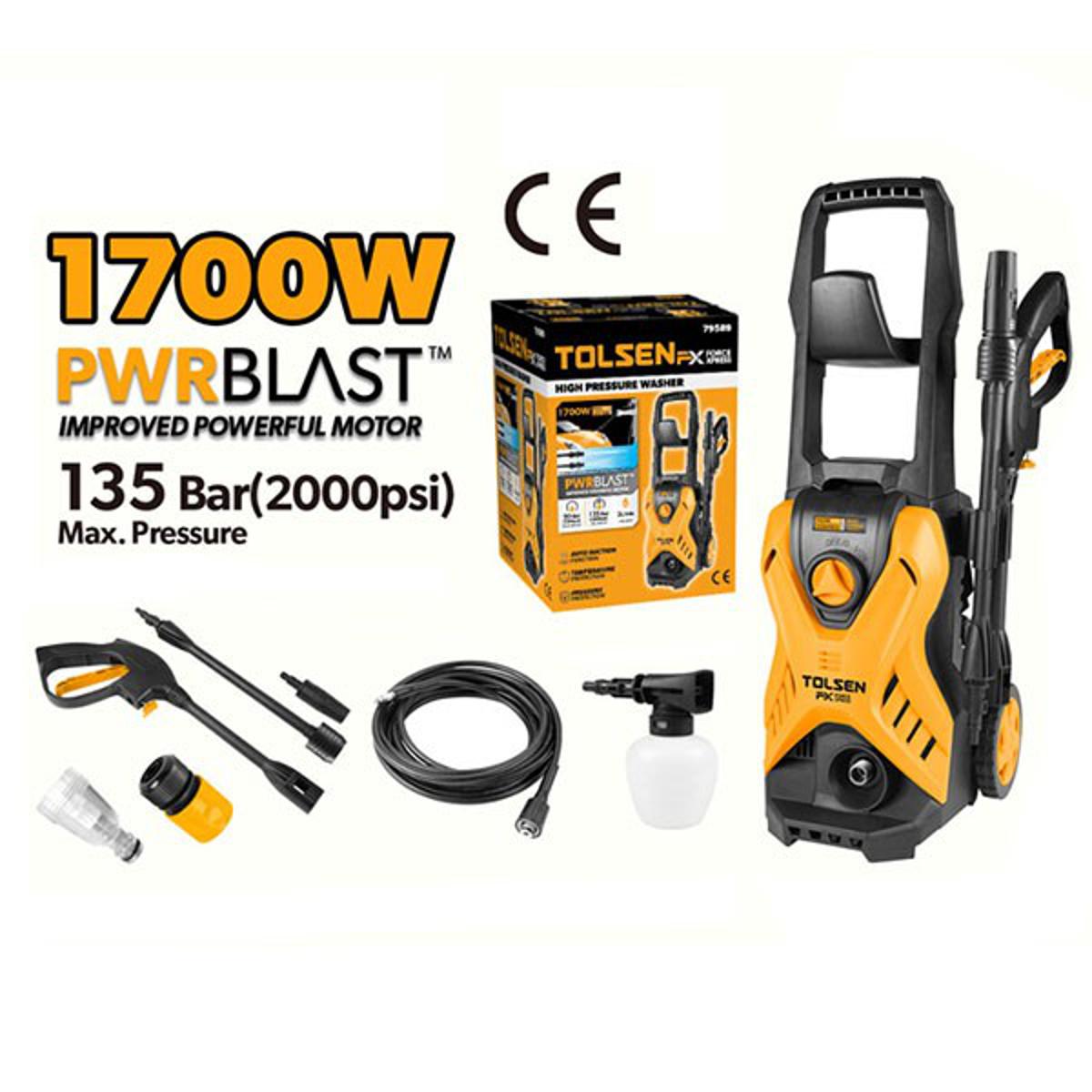 Picture of TOLSEN 1700W High Pressure Washer 2000PSI w/ Self Priming Function (1700W) PWRBLAST 79589 - Kings Trading