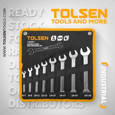 Picture of TOLSEN 8Pcs Double Open End Spanner ( 6×7, 8×9, 10×11, 12×13, 14×15, 16×17, 18×19, 20x22mm ) 15891 - Kings Trading