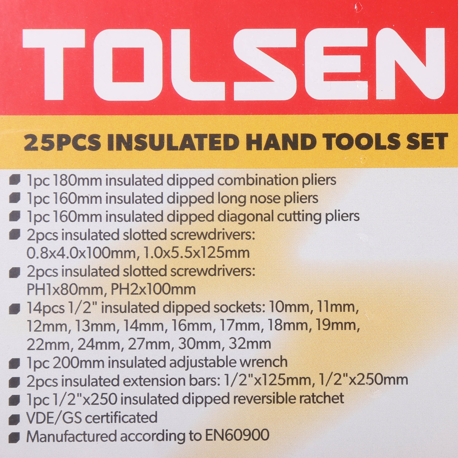 Picture of TOLSEN VDE 1000V 25 Pcs Insulated Hand Tools Set VDE/GS certificated Premium Series V83825 - Kings Trading
