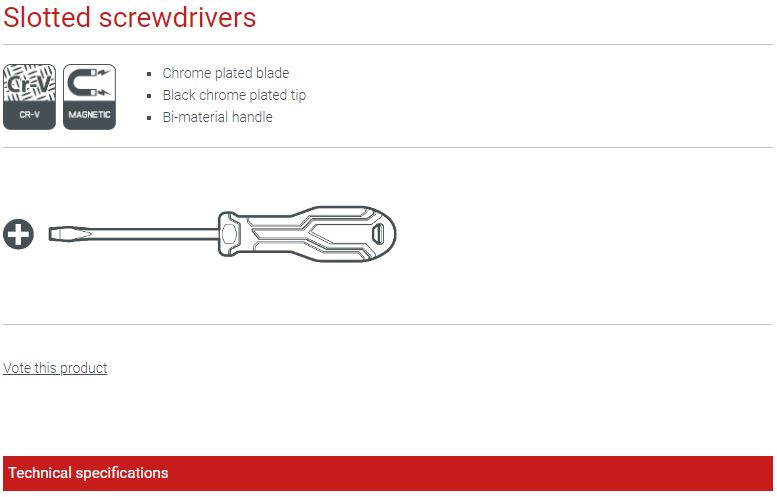 Picture of CROWN 8X200mm Slotted Flat Screwdriver Bi-material handle CPHDS-AS0820 - Kings Trading