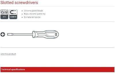 Picture of CROWN 8X200mm Slotted Flat Screwdriver Bi-material handle CPHDS-AS0820 - Kings Trading