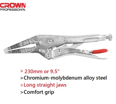 Picture of CROWN 9.5" Locking Grip Pliers, long Straight Jaws 230mm CPHPL-GLAH9 - Kings Trading
