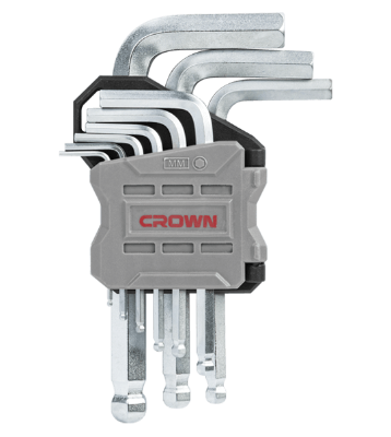 Picture of CROWN 9Pcs Short Ball Point End Hex Key Set ( 1,5 - 2 - 2,5 - 3 - 4 - 5 - 6 - 8 - 10mm ) CPHOK-BMAX09 - Kings Trading