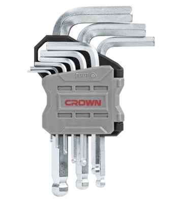 Picture of CROWN 9Pcs Short Ball Point End Hex Key Set ( 1,5 - 2 - 2,5 - 3 - 4 - 5 - 6 - 8 - 10mm ) CPHOK-BMAX09 - Kings Trading