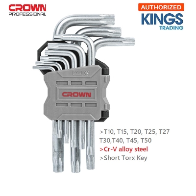 Picture of CROWN 9Pcs Short Torx Key Set ( T10 - T15 - T20 - T25 - T27 - T30 - T40 - T45 - T50 ) CPHOK-TMAX09 - Kings Trading