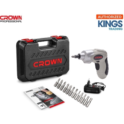 Picture of CROWN Cordless Screwdriver 3.6V (Li-on) with 12Pcs Accessories Model: CT22001L - Kings Trading