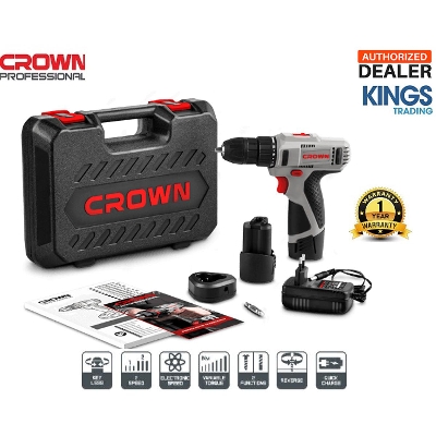 Picture of CROWN 12V Cordless Drill and screwdriver 12V (Lithium-ion, 1.5Ah), Model: CT21053 - Kings Trading