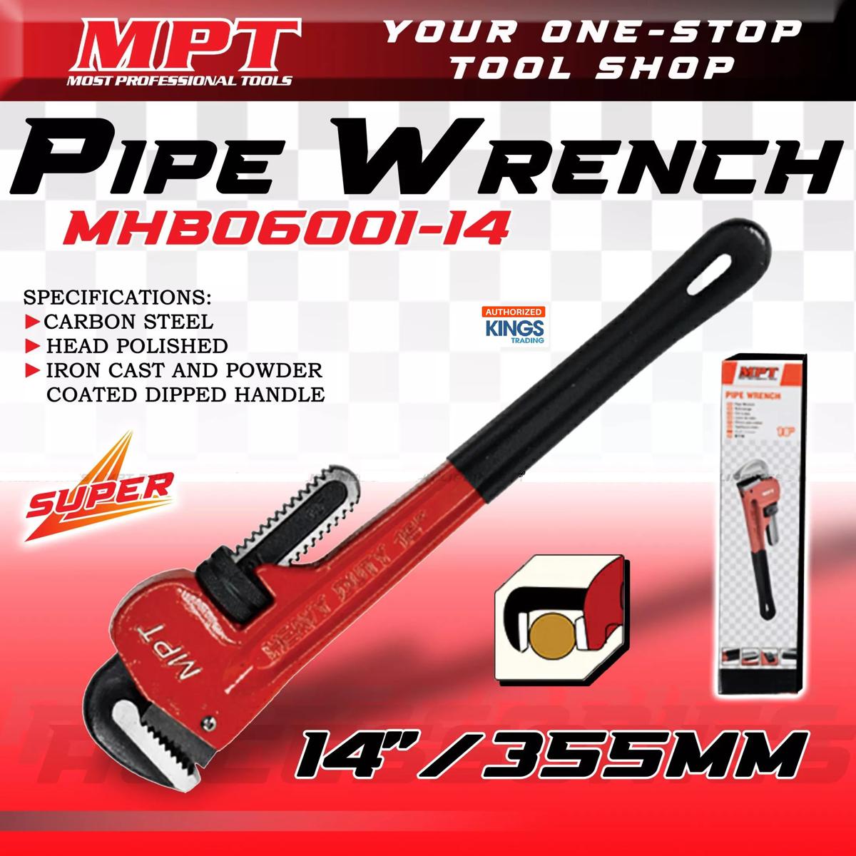 Picture of MPT 14" Pipe Wrench 350mm heavy duty American type adjustable Straight Model:  MHB06001-14 - Kings Trading
