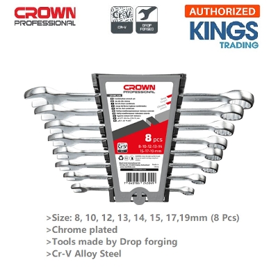 Picture of Crown 8 pcs combination spanner wrenches sets (8-10-12-13-14-15-17-19 mm) CPHWC-XA8