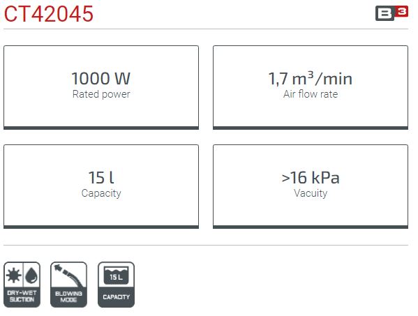 Picture of CROWN 15L All-purpose Vacuum Cleaners 1000W 16kPa dry and wet function CT42045 - Kings Trading