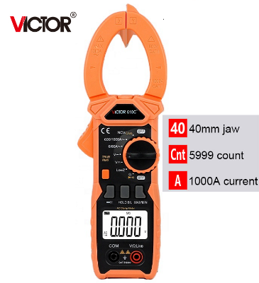 Picture of VICTOR 610C+ AC 1000A 750V Digital Clamp Meter DC 1000V  5999 counts VFC True RMS NCV Live Flashlight clam multimeter