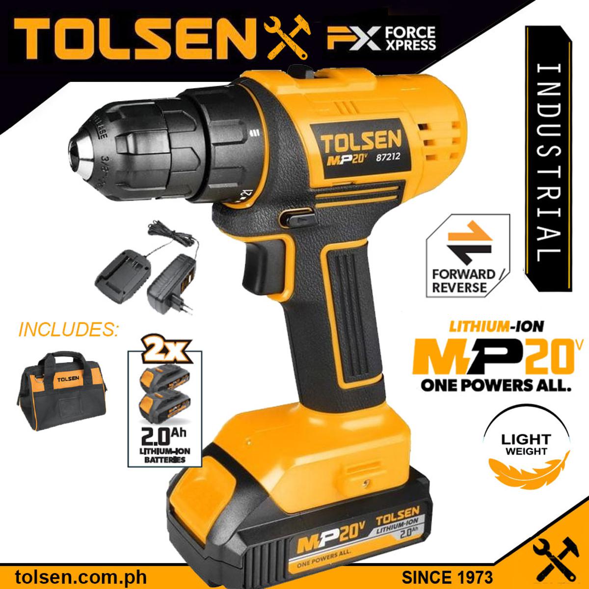 Picture of TOLSEN 20V LI-ION Cordless Drill/Screwdriver 10mm with 2 Battery 87212 - Kings Trading