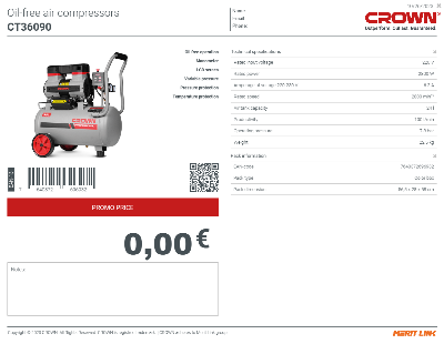 Picture of Crown 24L Oil-Free Air Compressor, Silence Air Compressor for Dental Doctor Capacity: 24L, Power : 1400W, Model: CT36090 - Kings Trading