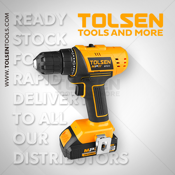 Picture of Tolsen 20V Li-Ion Cordless Drill 10mm ( 3/8" ), 35NM with 2.0Ah battery and Charger, 2 modes (screwdriving / drilling), Model: 87211
