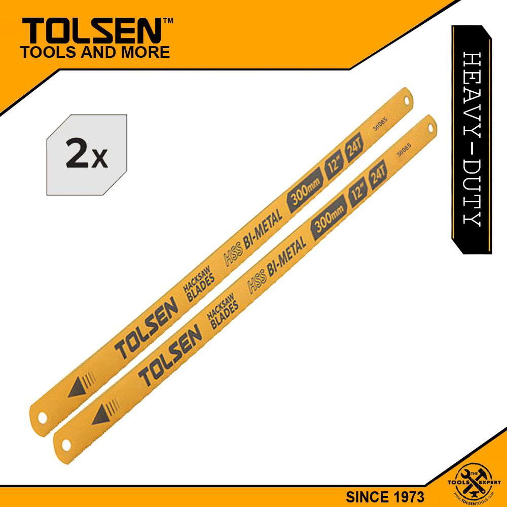 Picture of TOLSEN 2Pcs Hacksaw HSS Bi-Metal Steel Blade Refill (12" x 1/2" x 24T) Model: 30065