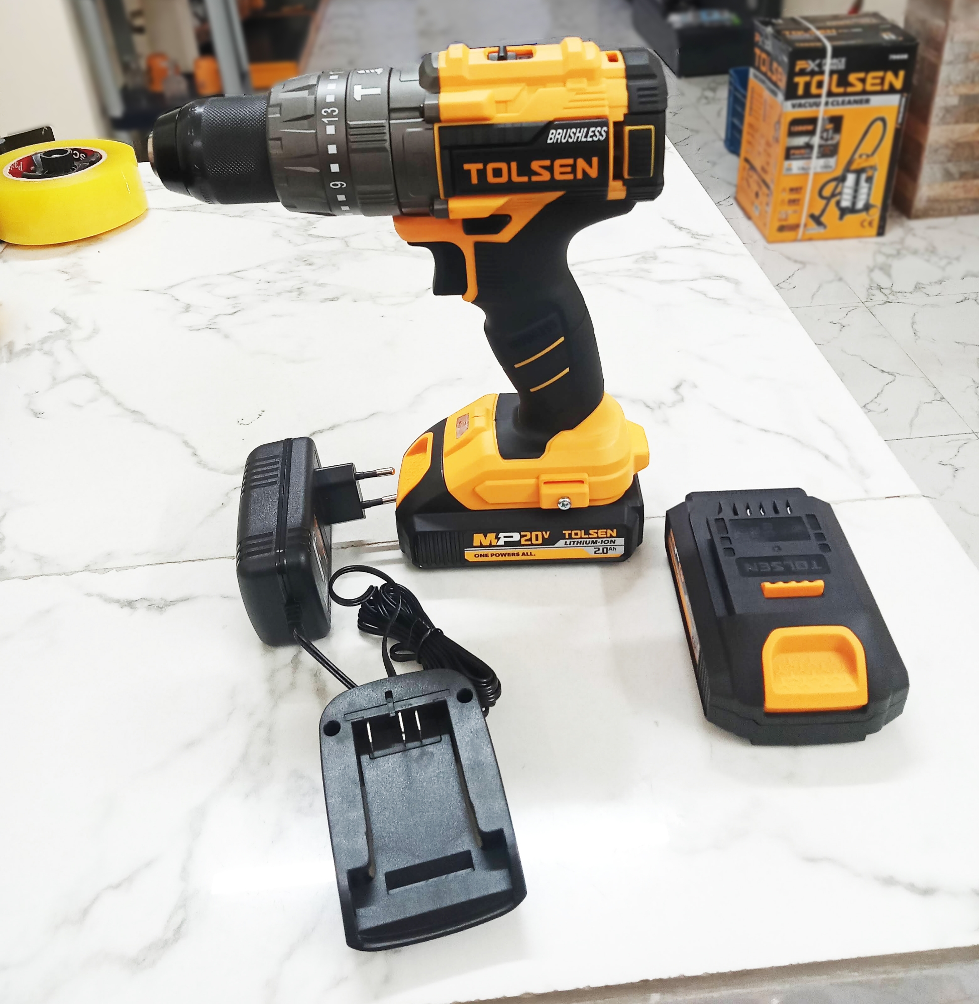 Picture of TOLSEN 20V Li-ion Brushless Cordless impact Drill Industrial Model 87254