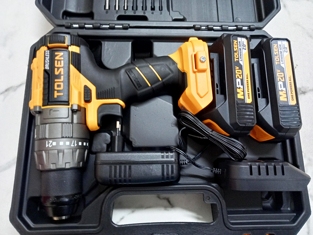 Picture of TOLSEN 20V Li-ion Brushless Cordless impact Drill Industrial Model 87254