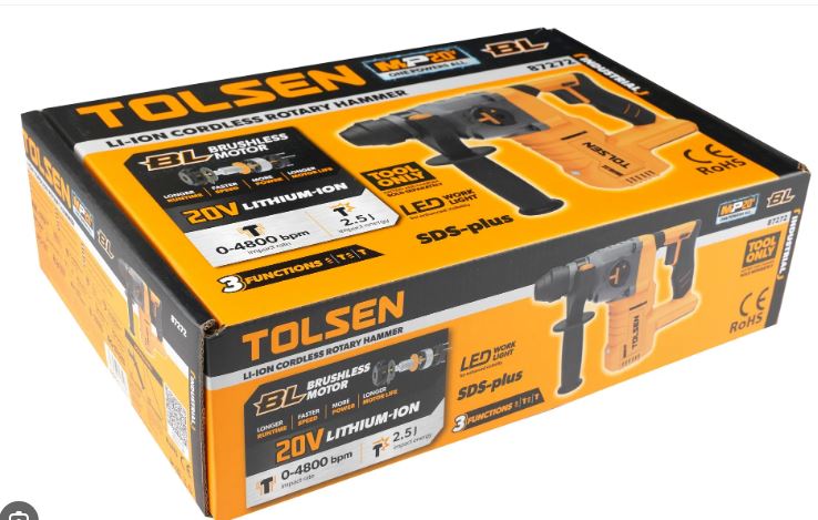 Picture of Tolsen Li-Ion Brushless Cordless Rotary Hammer 20V (Not Included Battery and Charger) Model 87272