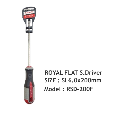 Picture of ROYAL SL6.0x200mm Slotted FLAT Screwdriver With magnetic Tip Model RSD-200F