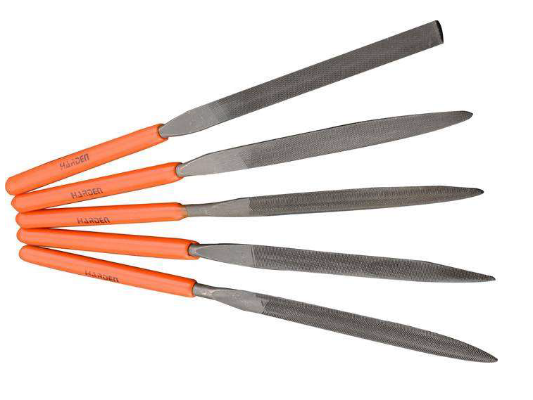 Picture of Harden 5Pcs Needle Files Set Professional 185mm Multipurpose High Hardness Needle Files T12 Alloy Steel Model: 610621
