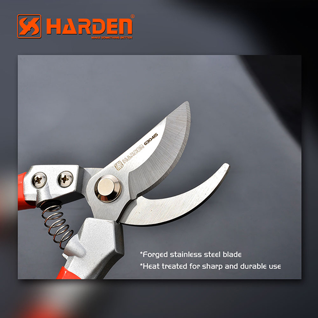 Picture of Harden 8" Garden Pruner With Zinc Alloy Handle Stainless Steel Professional Fruit Shears Trim Horticulture Stainless Steel Pruner Garden Scissor Tools Anvil Branch Shear Orchard Pruning Shears 630415