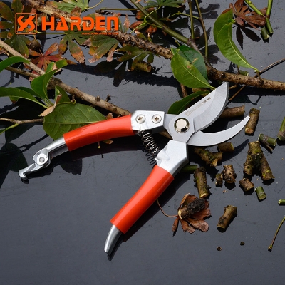 Picture of Harden 8" Garden Pruner With Zinc Alloy Handle Stainless Steel Professional Fruit Shears Trim Horticulture Stainless Steel Pruner Garden Scissor Tools Anvil Branch Shear Orchard Pruning Shears 630415