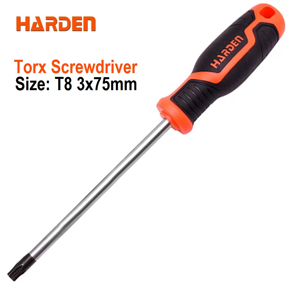 Picture of Harden T8 3x75mm Trox Screwdriver with Soft Handle and Strong Magnet CRV 550292