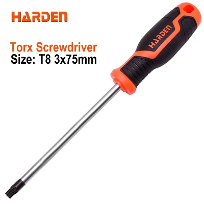 Picture of Harden T8 3x75mm Trox Screwdriver with Soft Handle and Strong Magnet CRV 550292