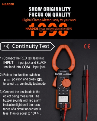 Picture of Harden 1000A Digital Clamp Multimeter (Max~1000A) AC DC LCD Display Power Tester Clamp Ampere Meter Digital Clamp Multimeter 661003