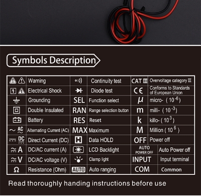 Picture of Harden 1000A Digital Clamp Multimeter (Max~1000A) AC DC LCD Display Power Tester Clamp Ampere Meter Digital Clamp Multimeter 661003