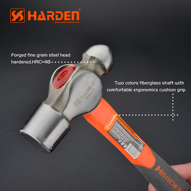 Picture of Harden Ball Pein Hammer Fiberglass Handle with 3 Size option (1lb 450g | 1.5lb 680g | 2lb 910g)