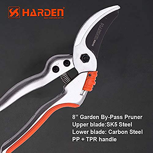 Picture of Harden 630402 8" Garden By-Pass Pruner (200mm) Pruning Share Garden Share Cutter Cutting carbon steel sk5 steel aluminum handle.