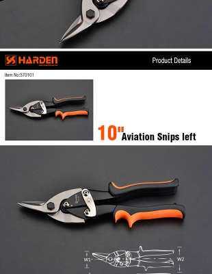 Picture of Harden 10" Aviation Snips Left Head ( Professional & Industrial ) Chrome Vanadium Left Aviation Tin Snip 570101