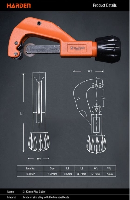 Picture of Harden 3-32mm Zinc Alloy Pipe Cutter tube cutter for Aluminium, PPR plastic, Brass tube and pipe cutting Professional 600822
