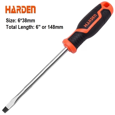 Picture of Harden 6*38mm Slotted Magnetic Screwdriver 6" (148mm) Flat Screwdriver with strong magnet (1.5" x 148mm Length x 6mm Dia) 550251