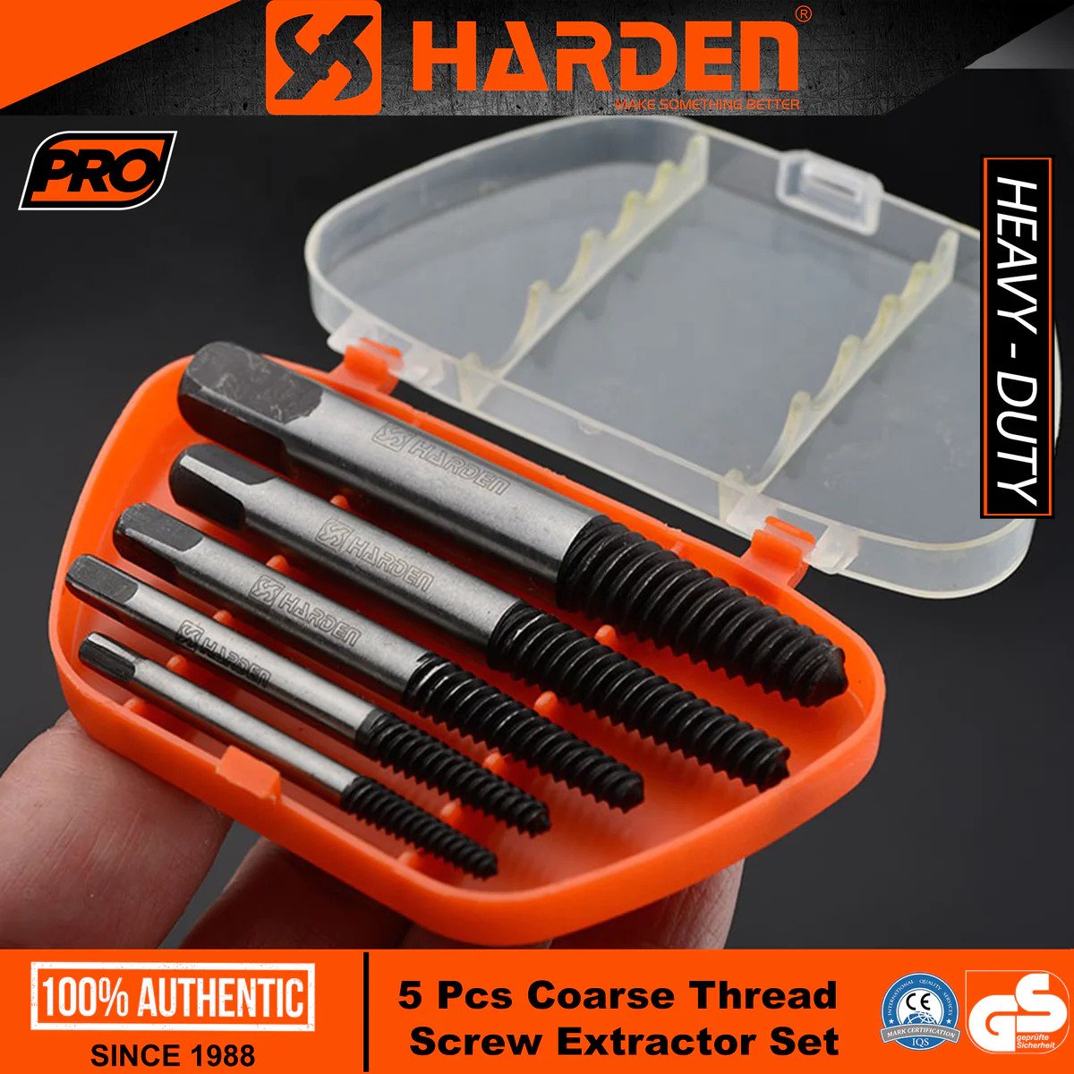 Picture of Harden 5Pcs Cr-Mo steel coarse wire broken wire extractor fine thread tap broken screw extractor set 610555