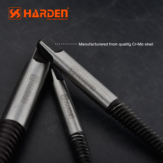 Picture of Harden 5Pcs Cr-Mo steel coarse wire broken wire extractor fine thread tap broken screw extractor set 610555