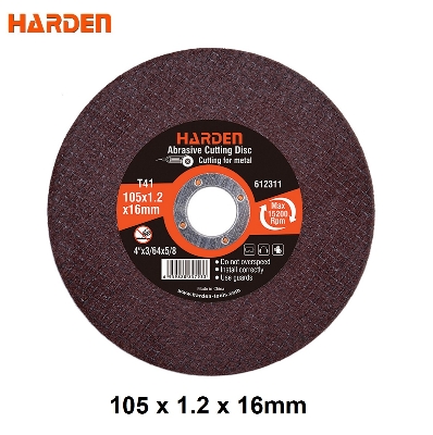 Picture of Harden 4" Abrasive Cutting Disc ( 105x1.2x16mm ) Max rpm 15200 Material Cutting Wheel for Angle Grinder Model: 612311