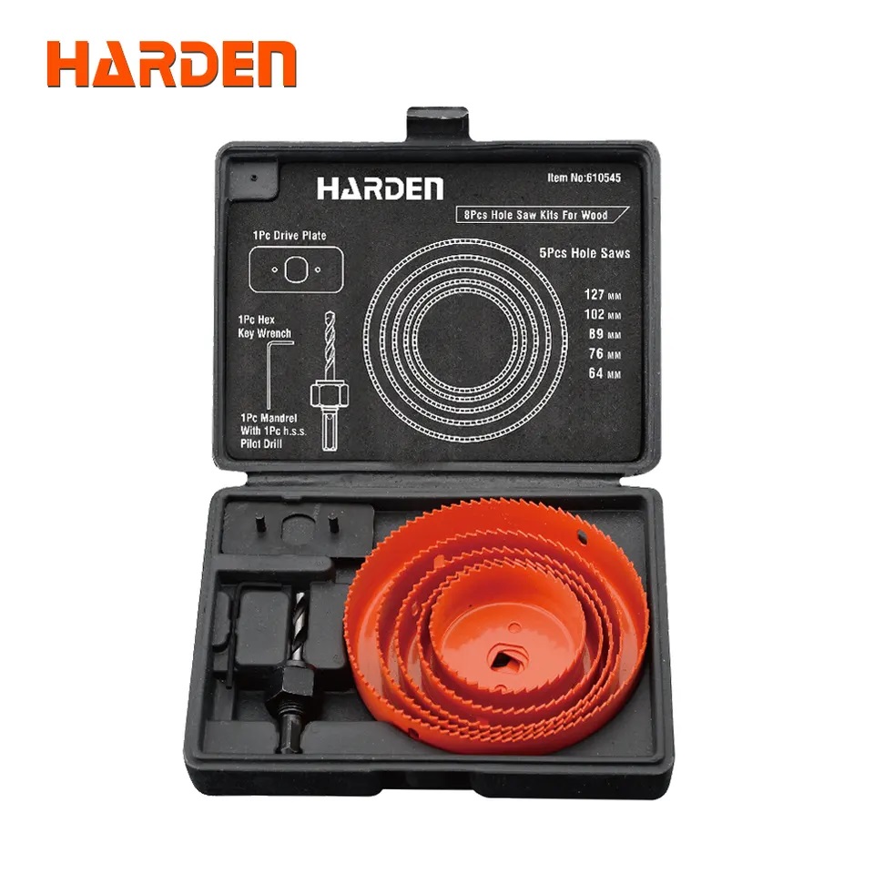 Picture of Harden 8Pcs Hole Saw Kits For Wood, High Carbon Steel Professional 610545