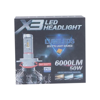 Picture of H4 X3 LED Headlight for Car - Blue and Silver
