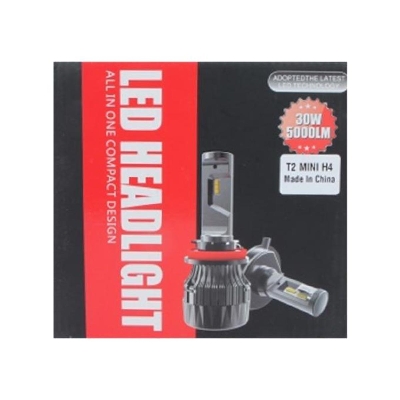 Picture of H4 T2 Mini LED Headlight for Car - Black and Silver