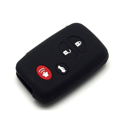 Picture of Toyota Silicone Protecting Remote Key Case Cover 4 Buttons For Holder for Land Cruiser, Highlander ,Crown, Prado, Allion, Camry, Avenza, Premio, Prius (Black with Red Button)