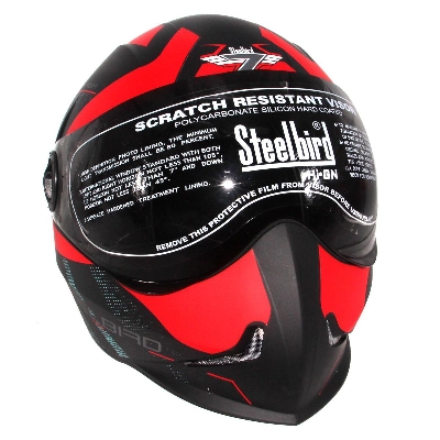 Picture of Adonis Furor Full Face Helmet in Matt Black Red with Smoke Visor