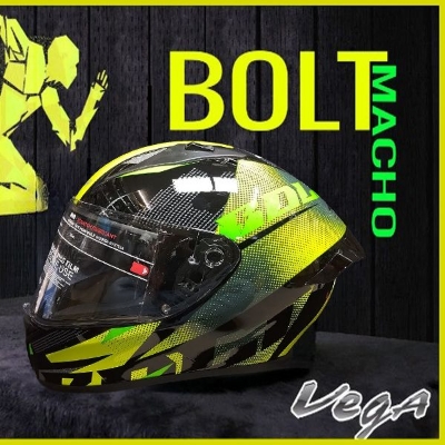 Picture of Vega Bolt Macho Black Neon Yellow Helmet