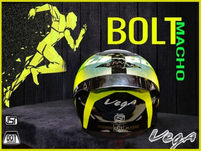 Picture of Vega Bolt Macho Black Neon Yellow Helmet