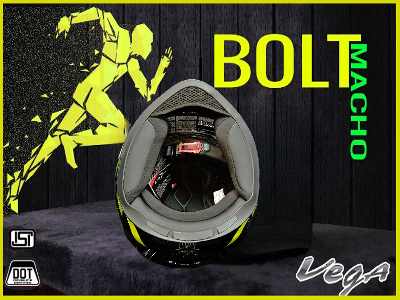 Picture of Vega Bolt Macho Black Neon Yellow Helmet